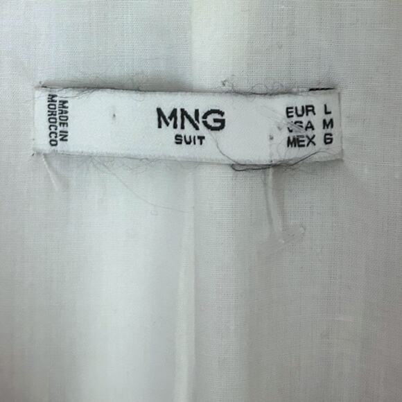 MNG Suit Plaid Blazer Women’s Medium Tan Pink Black Double-Breasted Career Mango - Picture 3 of 8